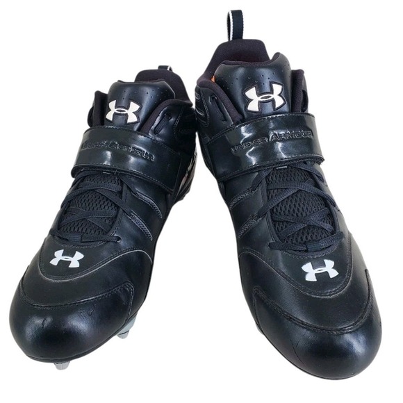 Under Armour Intensity Mid Football Cleats Men 13.5 D Black Dual Plate Tech - Picture 1 of 13